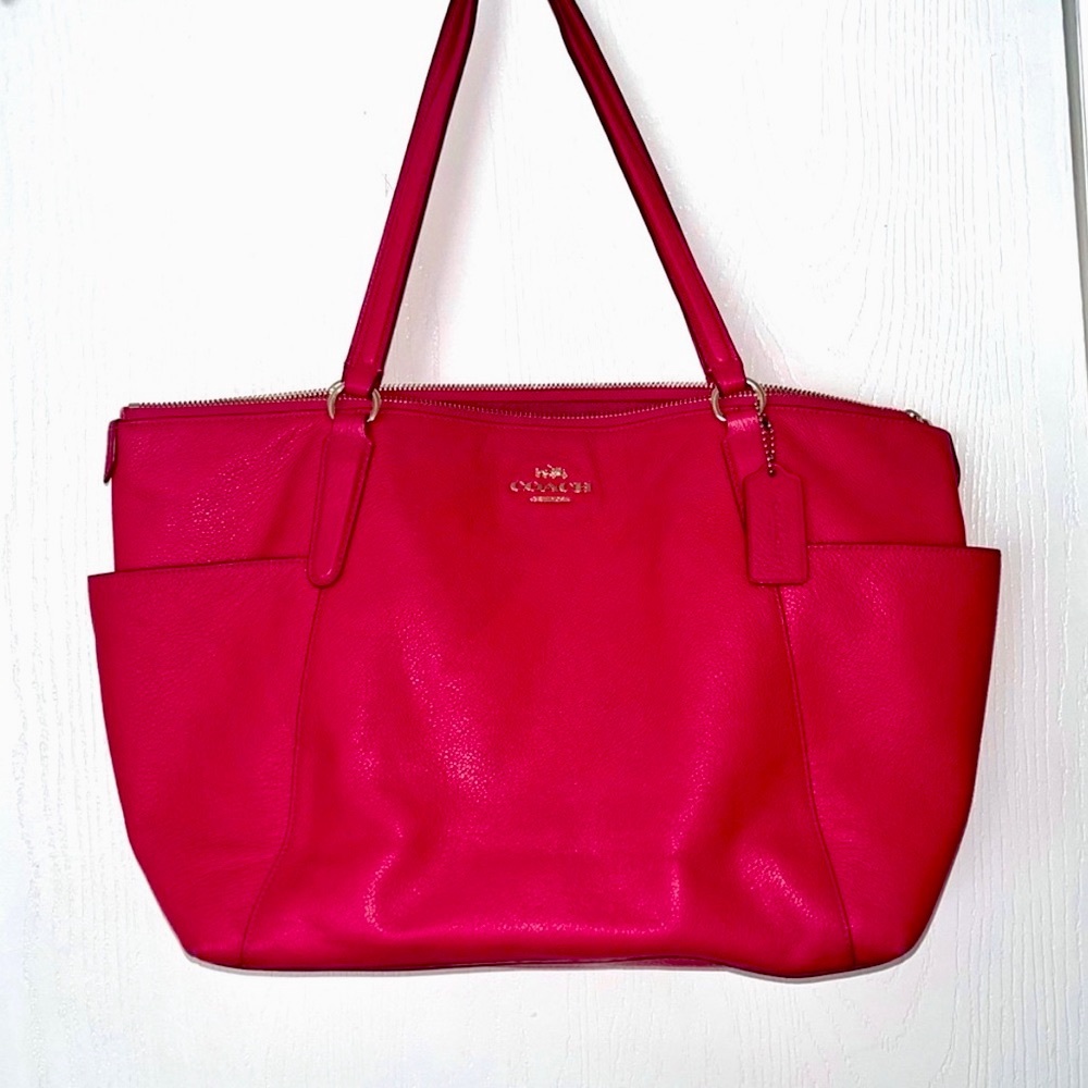 Coach Ava Hot pink pebble leather tote